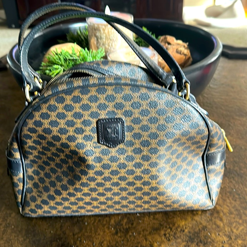 Celine Macadam Half Moon Hand Bag Black